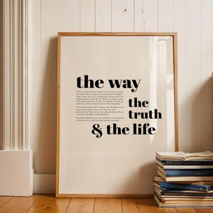 The Way The Truth The Life Wall Art | John 14:6 Bible Verse Printable | Minimalist Christian Scripture Art|  Digital Download