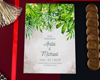 Modern Tropical Acrylic Invitations, Wedding Invitations, Birthday Invitation, Invitation Card, Nikkah Clear Invitation, Custom Invitation