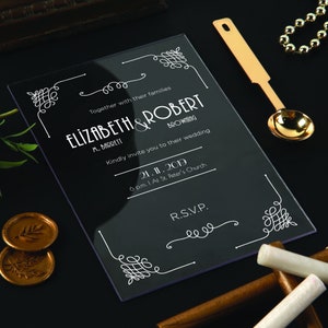 Duidelijke acryl speciale huwelijksuitnodigingen, bruiloft uitnodigingskaart, aangepaste acryl uitnodigingen, Rose Gold Nikkah huwelijksuitnodiging