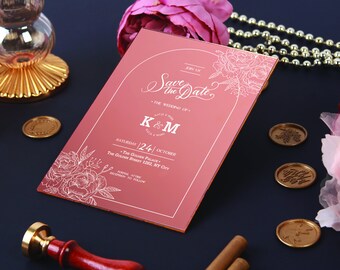 Rose Gold Wedding Acrylic Invitations, Wedding Invitations, Wedding Card, Invitation Card, Real Gold Foil Invites, Elegant Invitation