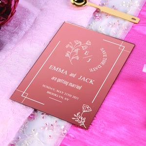 Rose Gold bruiloft acryl uitnodiging, unieke bruiloft uitnodiging, duidelijke bruiloft uitnodigen, gepersonaliseerde uitnodigingen, trouwkaart, uitnodigingskaart
