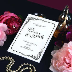 Mirror Acrylic Wedding Invitation, Engagement Wedding Card, Wedding Invite, Rose Gold Invitation, Wedding Invitation, Elegant Invitation