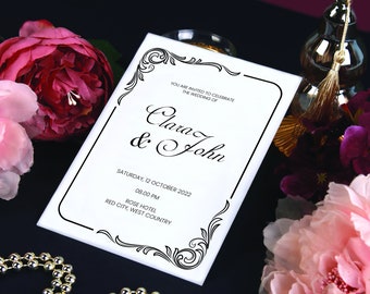 Mirror Acrylic Wedding Invitation, Engagement Wedding Card, Wedding Invite, Rose Gold Invitation, Wedding Invitation, Elegant Invitation