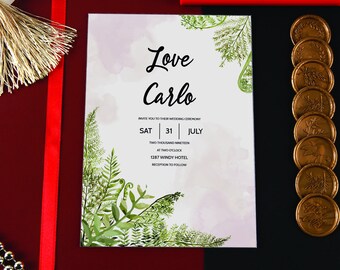 Tropical Palm Leaf Acrylic Wedding Invitations, Engagement Card, Quince Invitations, Modern Wedding Card, Sweet 16 Invitation