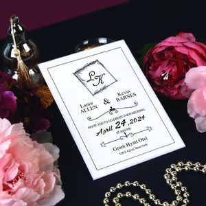 Invitación de boda de acrílico dorado, invitaciones de boda personalizadas, invitación de boda única, tarjeta de boda de acrílico, invitación de boda
