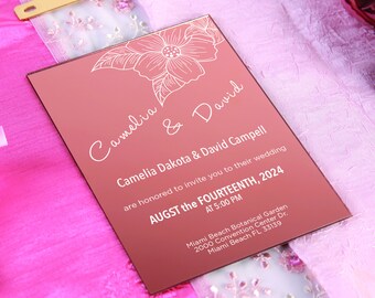Rose Gold Wedding Acrylic Invitation, 30th Birthday invitation, Luxury Wedding Card, Quinceanera Party Invitations, Sweet 16 Invitation
