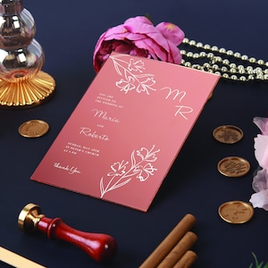 Rose Gold bruiloft uitnodiging, acryl uitnodiging, gepersonaliseerde trouwkaart, Quinceanera uitnodigen, uitnodiging voor verloving, acryl uitnodigen kaart
