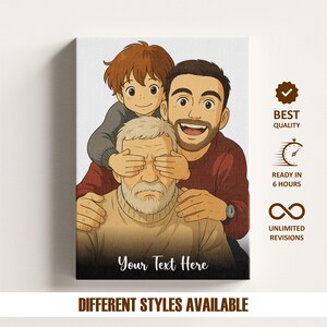 Benutzerdefiniertes Ghibli Style Digital Portrait, personalisiertes Anime Portrait, Familienfoto für Ghibli Style Art, Familien Illustration, Jubiläumsgeschenk