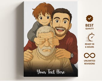 Custom Anime Portrait, Studio Ghibli Art, Family Portrait from Photo, Family Wall Decor, Anime Poster, Family Wall Art Print, Dad Gift