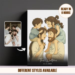 Benutzerdefinierte Ghibli Style Familienporträt, personalisiertes Anime Portrait, Familienfoto für Ghibli Style Art, Familien Illustration, Jubiläumsgeschenk