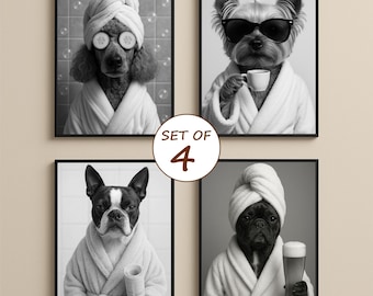 Individuelles Tierportrait 4er Set, personalisiertes Haustier Geschenk, Tierportrait vom Foto, lustige Wandkunst, In liebevoller Erinnerung Geschenk, personalisierte Wandkunst