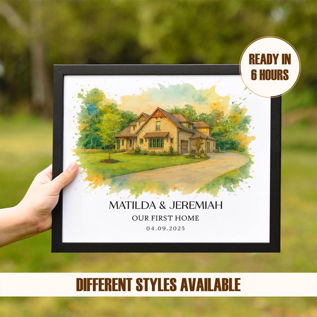 Family House Watercolor Painting, Custom Grandparents House Portrait ...