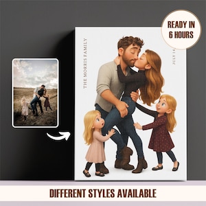 Personalized Cartoon Portrait from Photo, Custom Disney Style Family Illustration, Custom Digital Family Portrait, Anime Family Gift, Disney