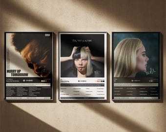 Juego de 3 pósteres de álbum personalizados, portada de álbum, impresiones musicales personalizables, elige tus propias impresiones de álbum, marco de álbum de música personalizado, regalo de cumpleaños