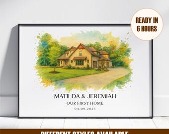 Lámina personalizada del lugar de la boda, ilustración del lugar de la boda a partir de una foto, pintura del lugar de la boda, regalo de aniversario de bodas, regalo para parejas