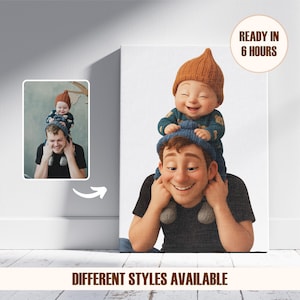 Personalisiertes Vater und Baby Portrait im Disney Stil vom Foto, Benutzerdefiniertes Vater und Sohn Portrait im Pixar Stil, 3D Cartoon Kunst, Vatertagsgeschenk