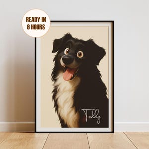 Aangepast huisdierportret van foto, op cartoon kat en hond geïnspireerd portret, gepersonaliseerde illustratie huisdier gedenkteken, schattige 3D Pixar-cartoonprints