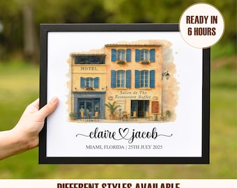 Personalized Wedding Venue Portrait, Venue Painting from Photo, Custom Housewarming Gift, Wedding Gift, Wedding Venue Illustration