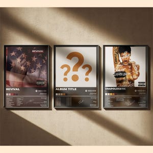 Pôster de álbum personalizado, capa de álbum de música favorita, conjunto de 3 pôsteres de música digital, escolha seu próprio pôster de álbum, presente de aniversário para fãs de música