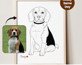Custom Pet Portrait, Pet Iine Drawing from Photo, Minimalist Line Art, Dog Lover Gift, Dog Memorial Tattoo, Animal Wall art, Dog Mom Gift
