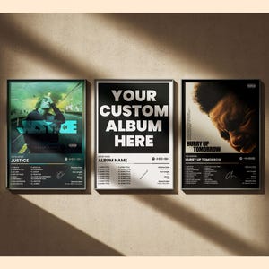 Set of 3 Custom Album Poster, Album Cover for Music Dorm, Customizable Music Prints, Choose Your Own Album Wall Art, Music Poster Frame Gift