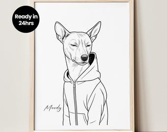 Custom Line Art Portrait, Personalized Dog Drawing from Photo, Pet Portrait, Pet Digital Prints, Dog Lover Gift, Dog Memorial Gift