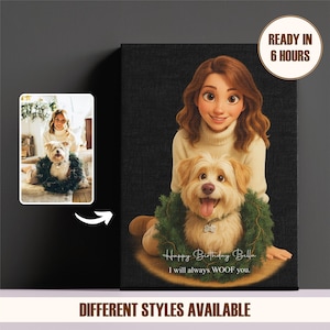 Custom Disney Style Pet Portrait, Disney Style Inspired Pet Lover Portrait, Pet Portrait from Photo, Cute Pet Illustration, Pet Lover Gift