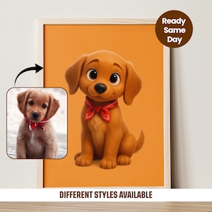 Custom Disney Style Pet Portrait, Pixar Art Inspired Pet Portrait, Pet Illustration from Photo Pet Pixar Portrait, Custom Pet Lover Portrait