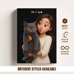 Aangepaste huisdierportret in Disney-stijl, op Disney-stijl geïnspireerd portret huisdierliefhebber, huisdierportret van foto, illustratie schattig huisdier, cadeau huisdierliefhebber
