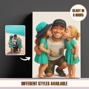 Custom Disney Style Portrait, Father and Daughter Pixar Portrait from Photo, Cute Cartoon Art Illustrations, Father's Day Keepsake Portrait