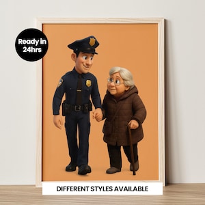Benutzerdefiniertes Portrait im Disney-Stil, Muttertag personalisierte 3D Cartoon vom Foto, benutzerdefiniertes Familienportrait, Digital Pixar Art, Geschenk für Oma