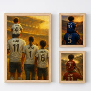 Wedding Anniversary Football Family Portrait, Favorite Soccer Team Illustration, Family Football Tour Painting, Father&#39;s Day Gift for Dad