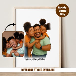 Personalisierte Vatertag Disney Portrait, benutzerdefinierte Vater und Tochter Pixar Style Portrait vom Foto, niedliches 3D Cartoon Art Vatertagsgeschenk