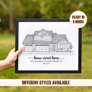 Hand drawn House Sketch, House Portrait from Photo, First Home Painting, Realtor Closing Gift, Custom House Drawing, Housewarming Gift