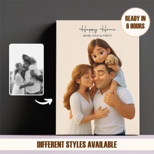 Personalized Cartoon Portrait from Photo, Disney Style Custom Wedding Anniversary Portrait Custom Digital Family Art Gift, Family Anime Gift