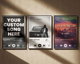 Set of 3 Custom Music Poster, Favorite Music Album Cover, Personalized Music Cover Prints, Music Album Prints, Framed Music Poster Gift