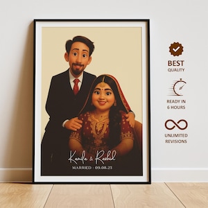 Personalized Disney Portrait for Parents, Disney Style Custom Family Cartoon, Couple Disney Portrait from Photo, Parents Gift from Children