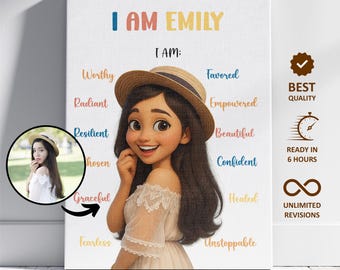 Poster di affermazioni positive, poster Disney con affermazioni personalizzate per bambini, parole di affermazione "Io sono" e poster Disney, decorazione da parete per l'aula