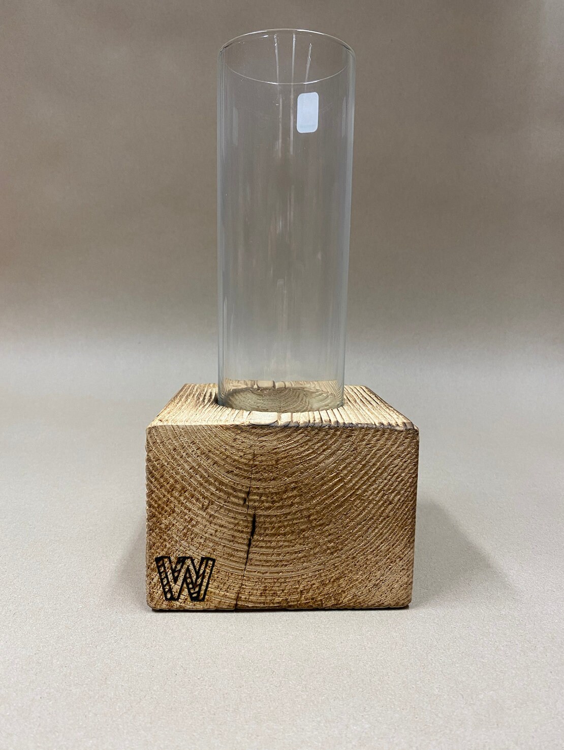 Vase With Wooden Base, Glass Vase With Wood, Vase for Longstemmed
