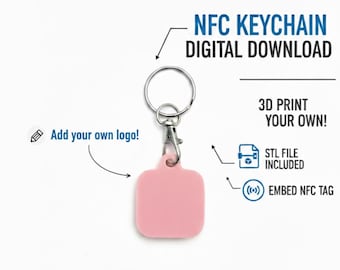 Fichier STL de porte-clés NFC personnalisable imprimé en 3D : image de marque pour les réseaux sociaux (téléchargement numérique)