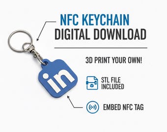 Fichier STL de porte-clés marketing NFC – Étiquette commerciale intelligente imprimable en 3D (téléchargement numérique)