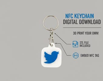 NFC Link Sharing Keychain STL - Étiquette de réseau social imprimable en 3D (téléchargement numérique)