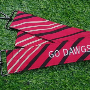Go Dawgs! Handsewn, adjustable handbag strap to show your UGA spirit! Also makes a great camera strap.
