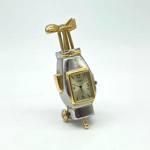 VTG, Timex Miniature Timex Novelty Golf Clubs Chrome Clock - Made in China 1990s, Father&#39;s Day Gift!