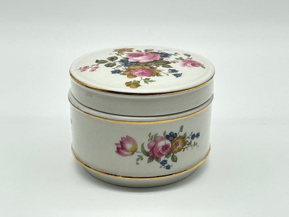 VTG Sadler Porcelain Trinket Box Powder Jar, Made… - image 1