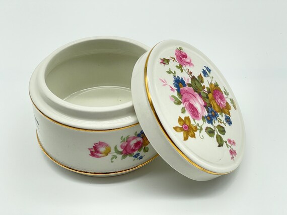 VTG Sadler Porcelain Trinket Box Powder Jar, Made… - image 2