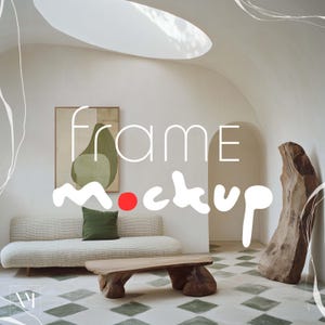 Elegant Living Room Frame Mockup: Adjustable Color, Skylight (PSD Template)