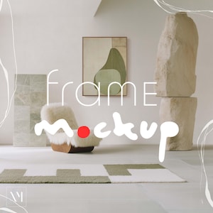 Elegant Living Room Frame Mockup: Editable Color, Adjustable Size (PSD Template, JPG & User Guide)