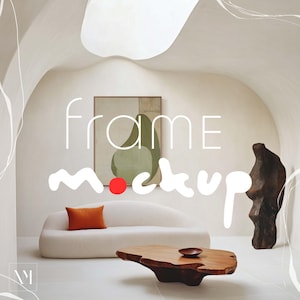 Elegant Living Room Frame Mockup: Adjustable Color, Skylight (PSD Template)