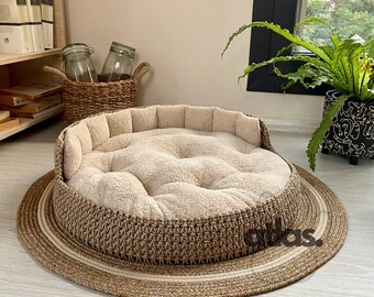 Cama para perros hecha a mano, colchón Wellsoft, extraíble y lavable, cama para perros perros grandes, cama para mascotas, cama para perros de lujo